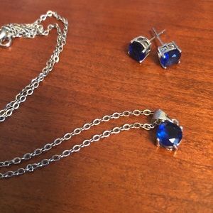 Blue sapphire earrings and necklace set